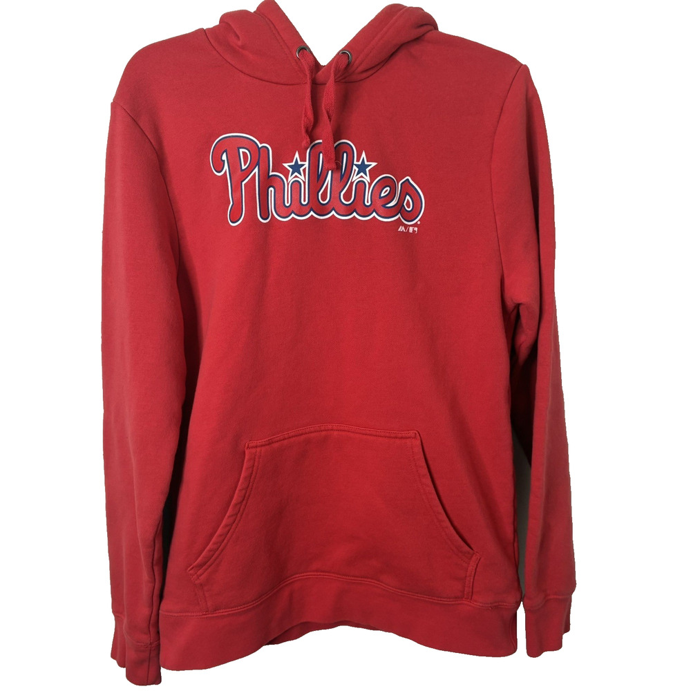 Majestic Men's Philadelphia Phillies Baseball Hooded Sweatshirt Size Medium